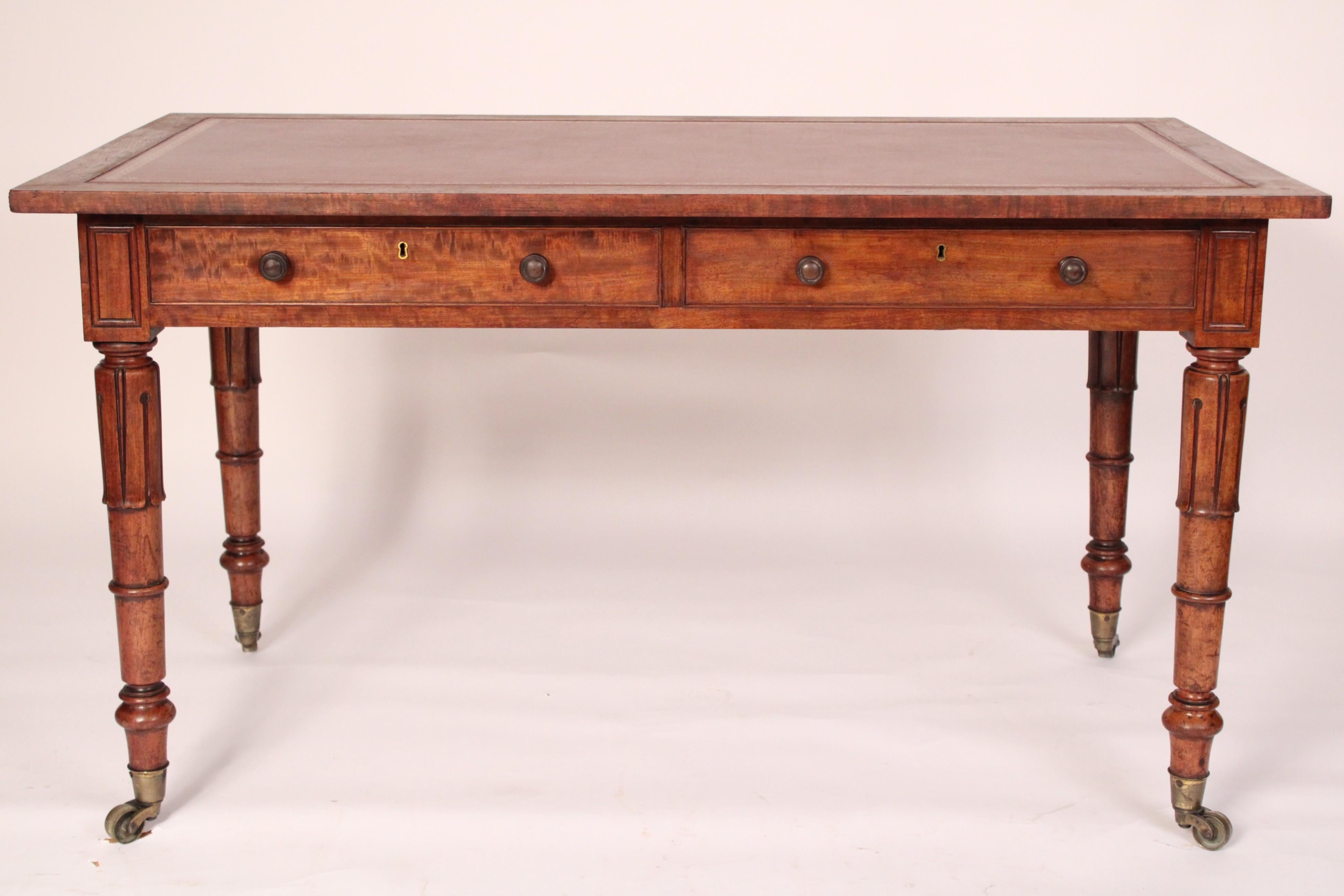 Leather William IV Walnut Writing Table For Sale