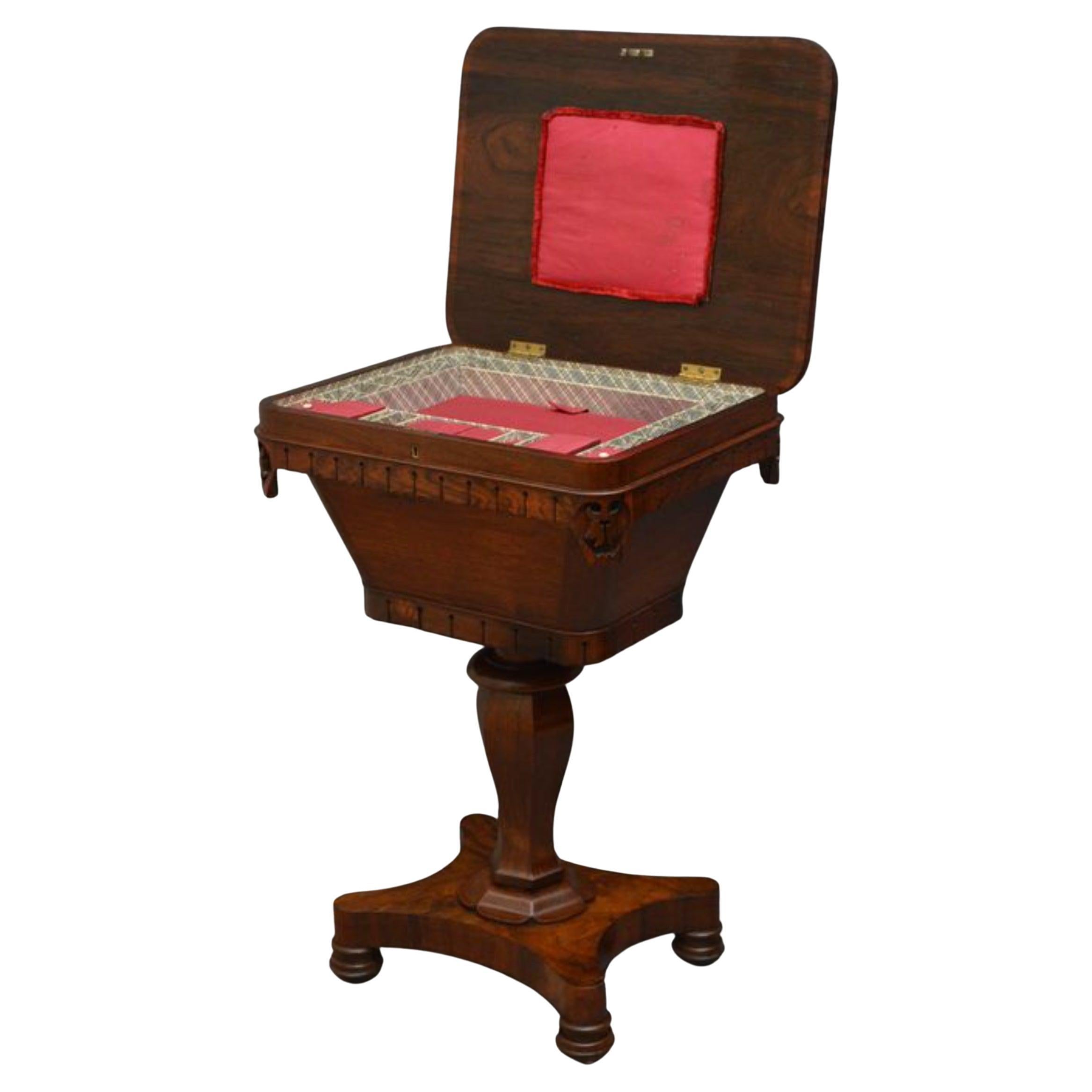 Table de travail William IV en bois de rose table à couture