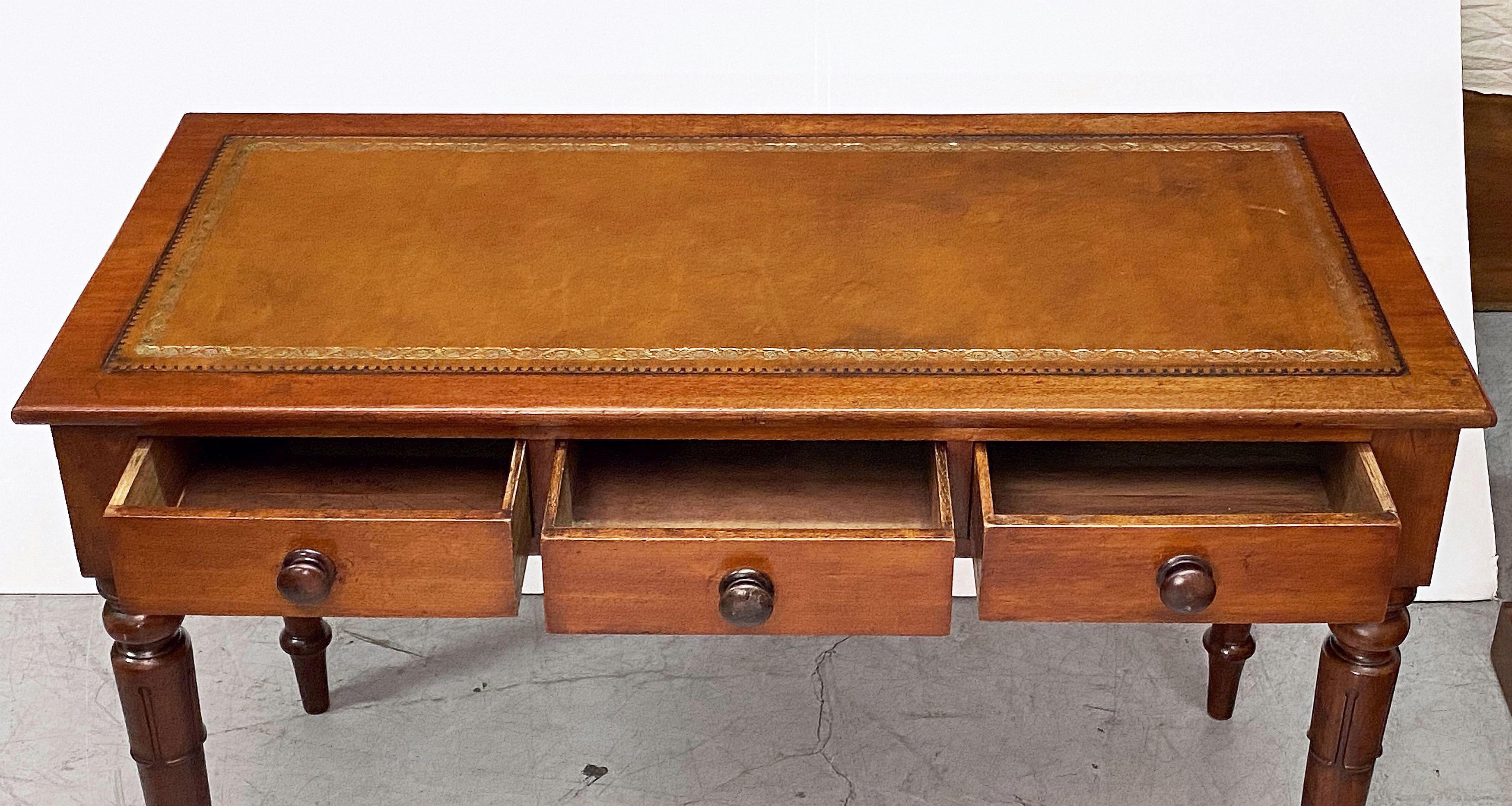 Wood William IV Writing Desk or Table of Mahogany with Leather Top from England