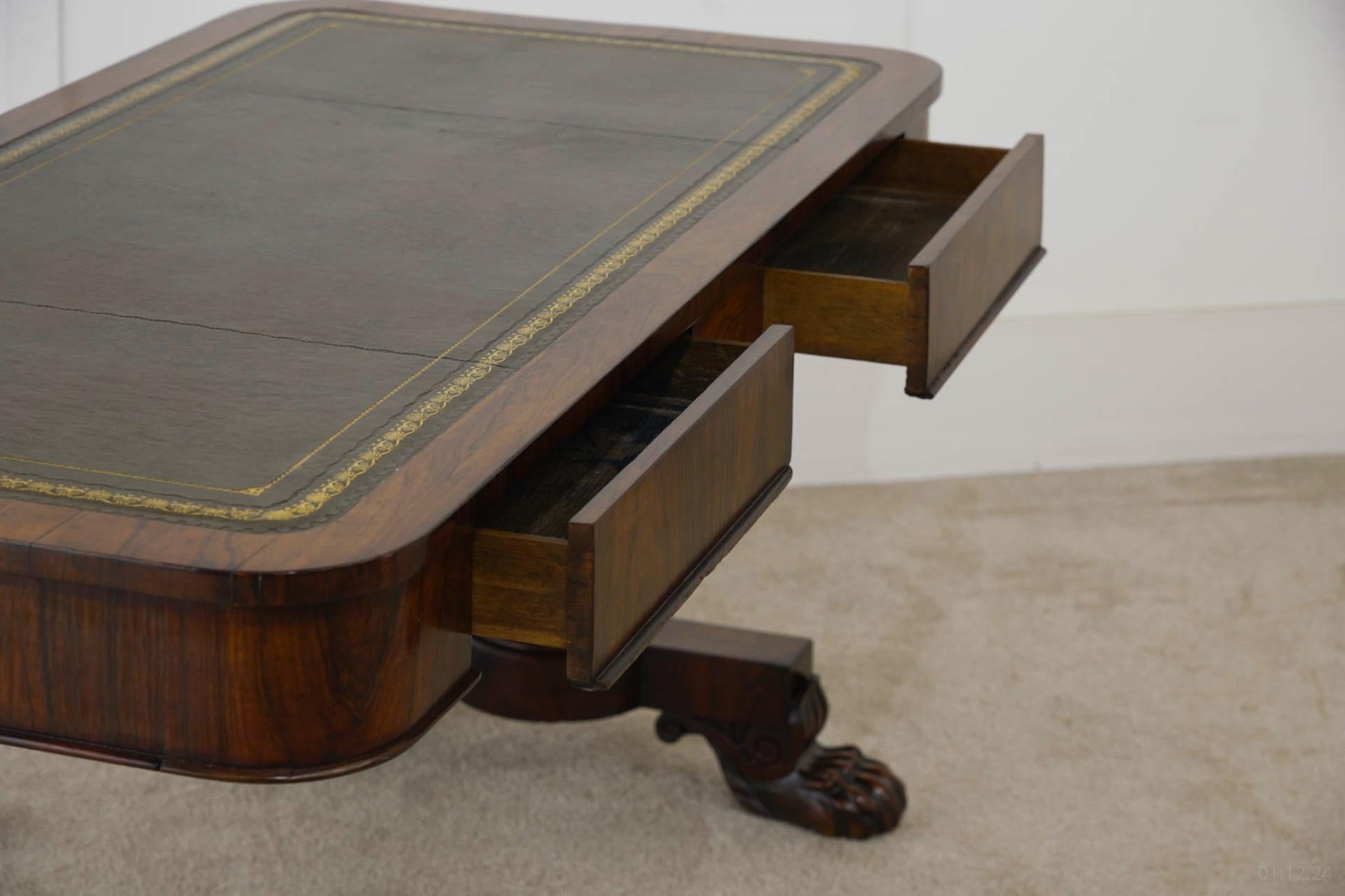 William IV Writing Table Desk Mahogany 1830 For Sale 2