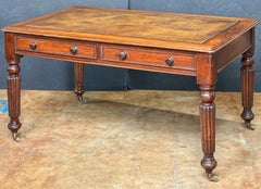 William IV Writing Table or Desk of Mahogany with Inset Leather Top from England
