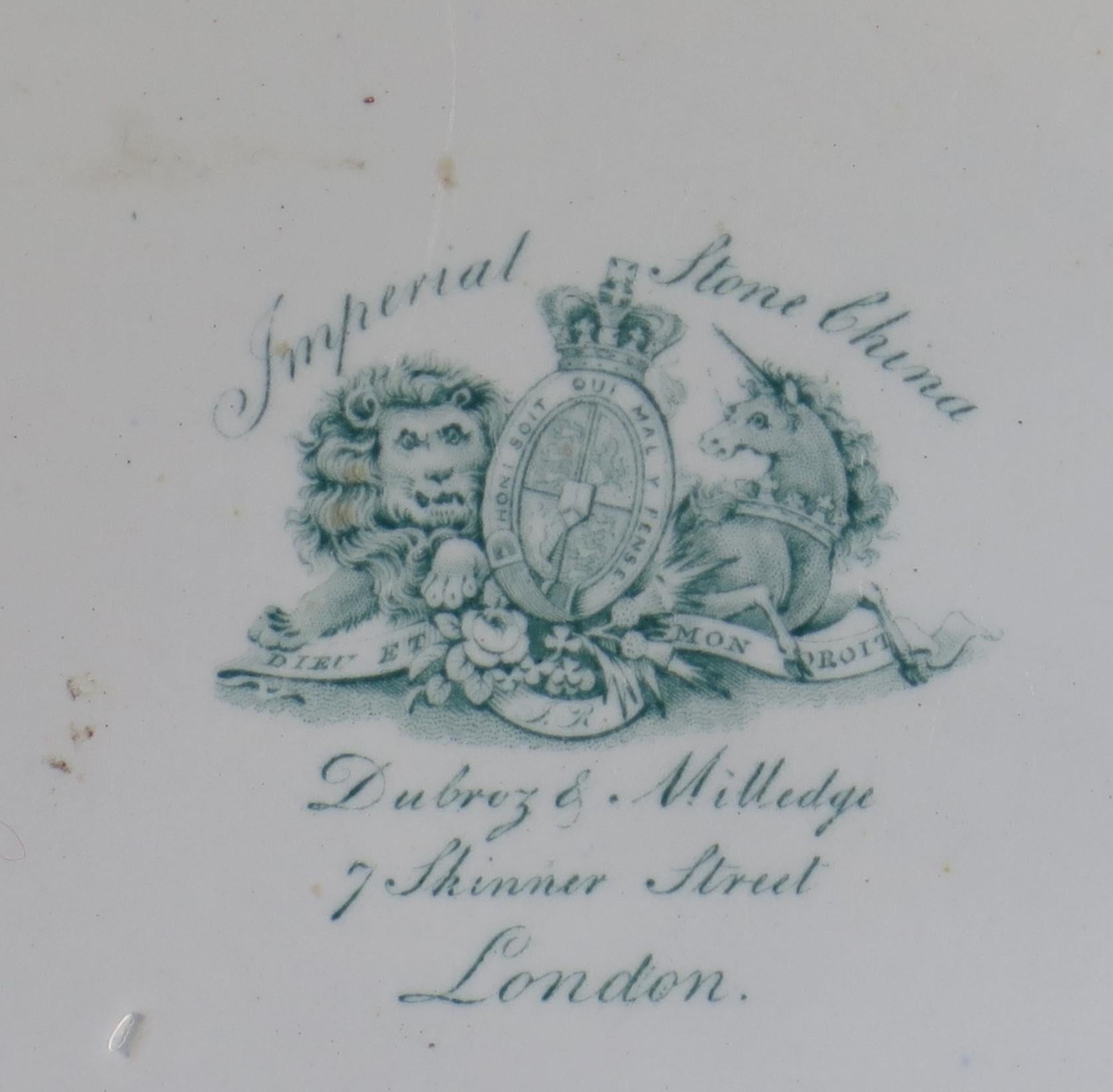 William IVth John Ridgway large ironstone Dinner Plate Pattern 5053, Ca 1835 For Sale 1