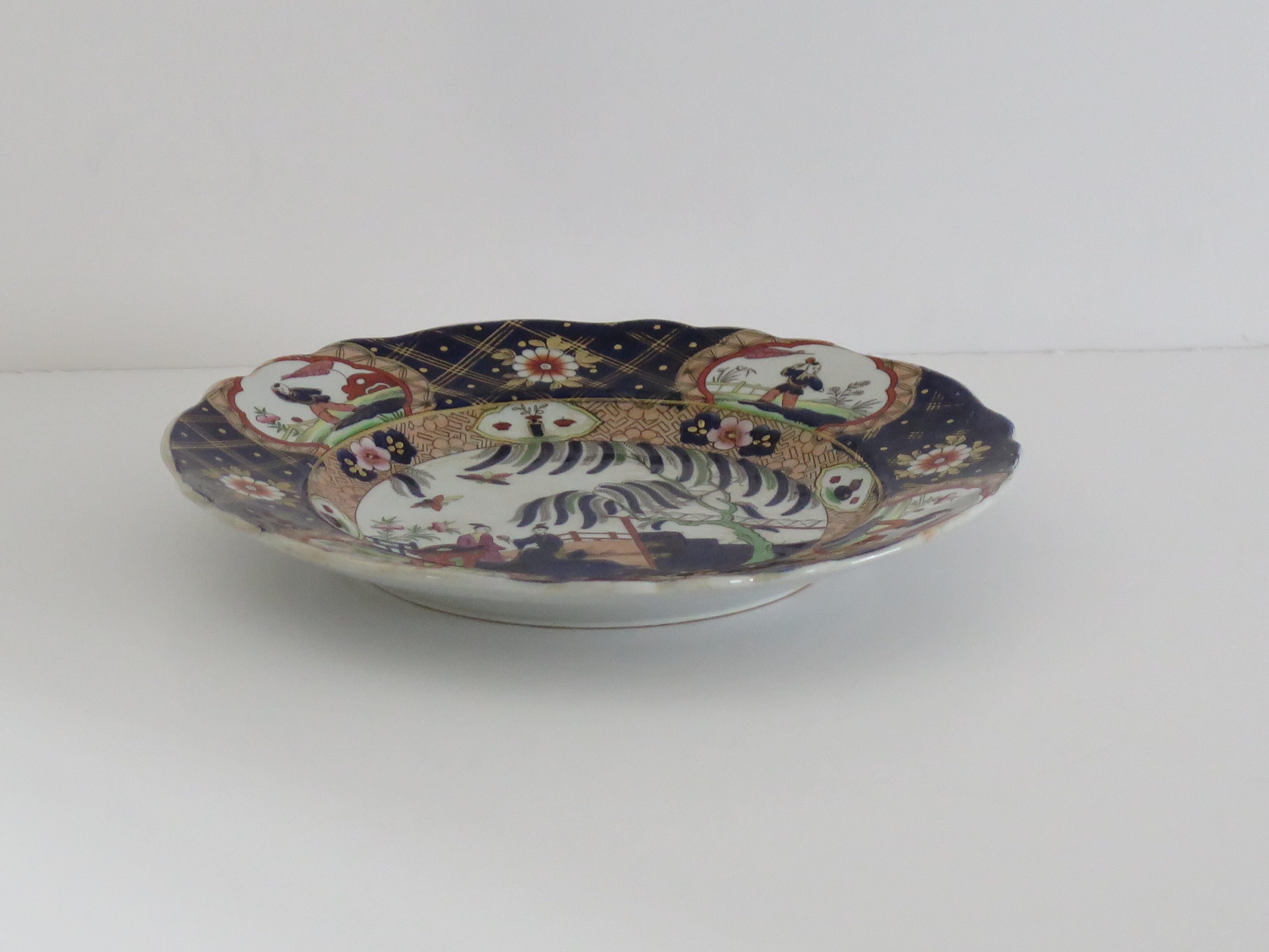 English William IVth John Ridgway Plate Ironstone Chinoiserie Hand-Painted, Ca 1835 For Sale