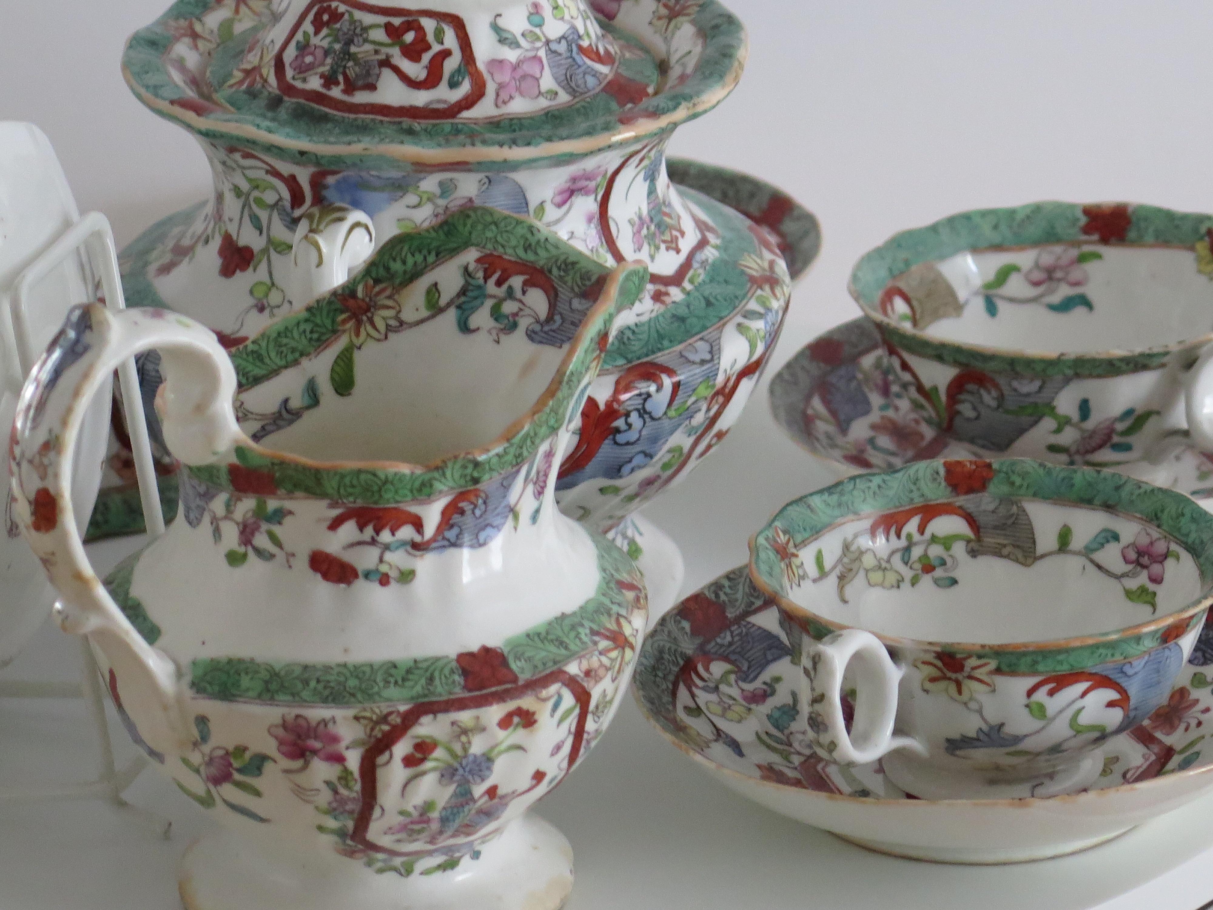 William IVth Mason’s Tea Set 10 Pieces Porcelain Pattern 223, English circa 1830 For Sale 7