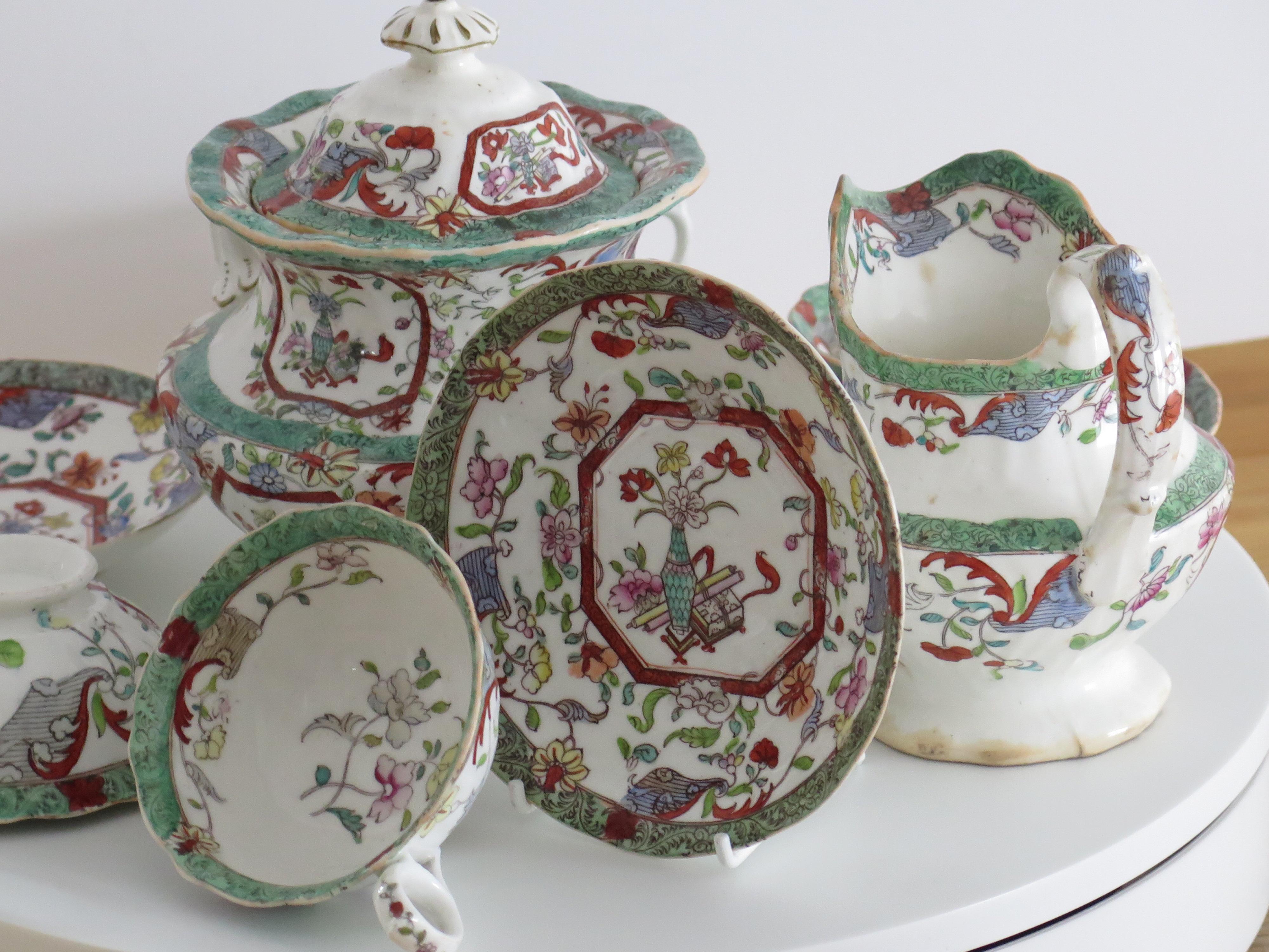 William IVth Mason’s Tea Set 10 Pieces Porcelain Pattern 223, English circa 1830 For Sale 8