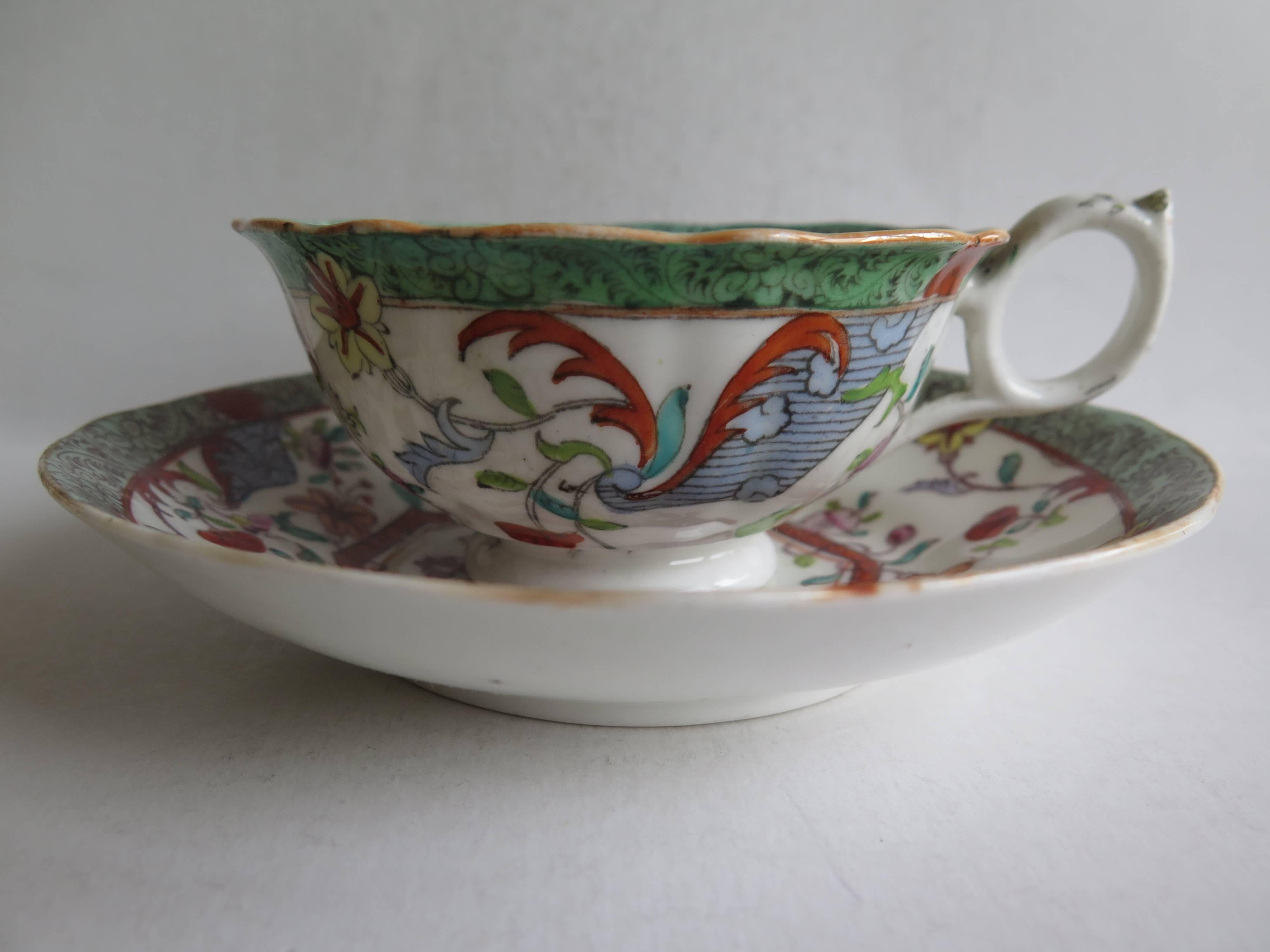 19th Century William IVth Mason’s Tea Set 10 Pieces Porcelain Pattern 223, English circa 1830 For Sale