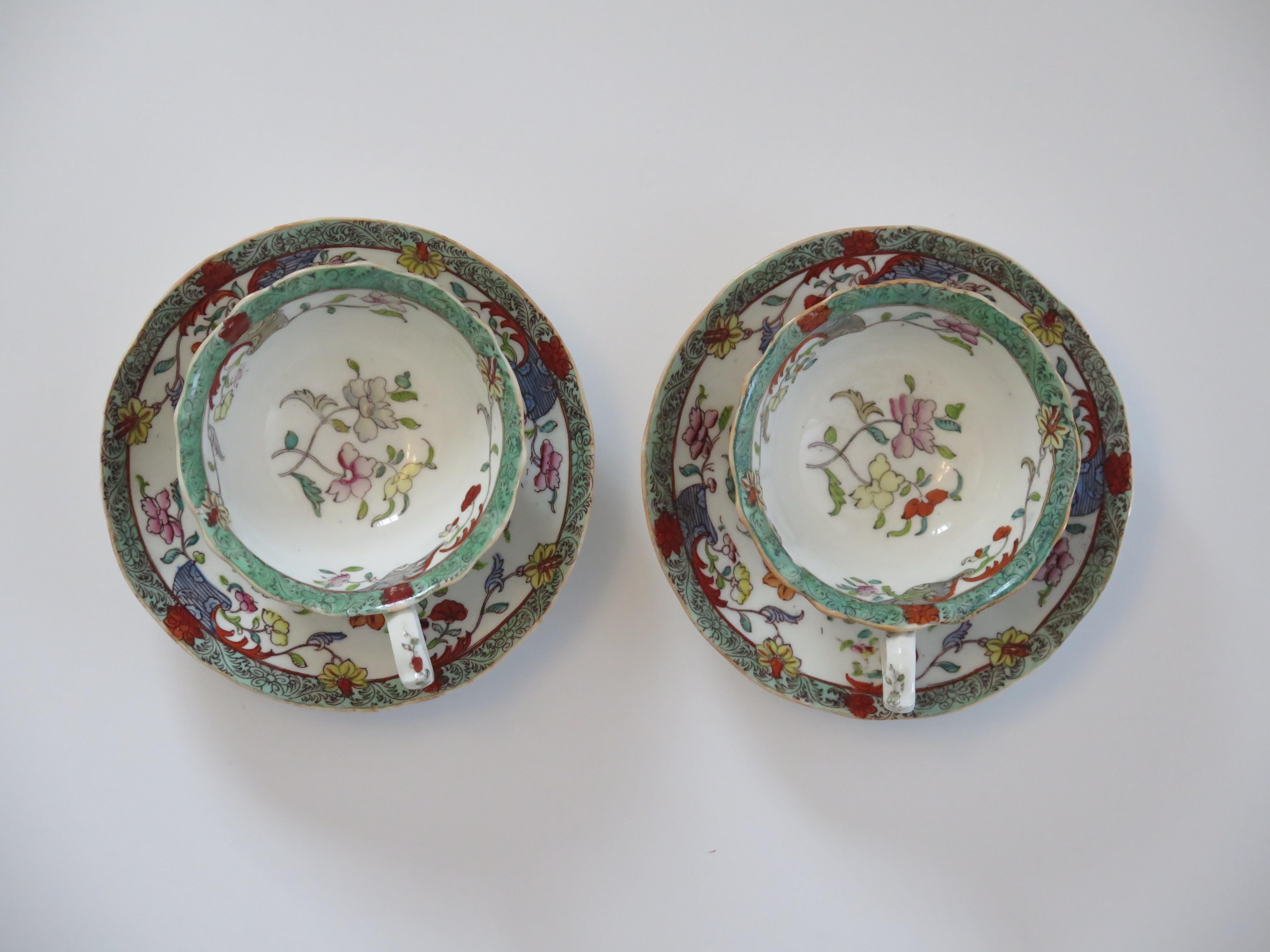 William IV PAIR-(A) of C.J. Mason Cups & Saucers Porcelain Ptn 223, Ca 1830 in vendita 5