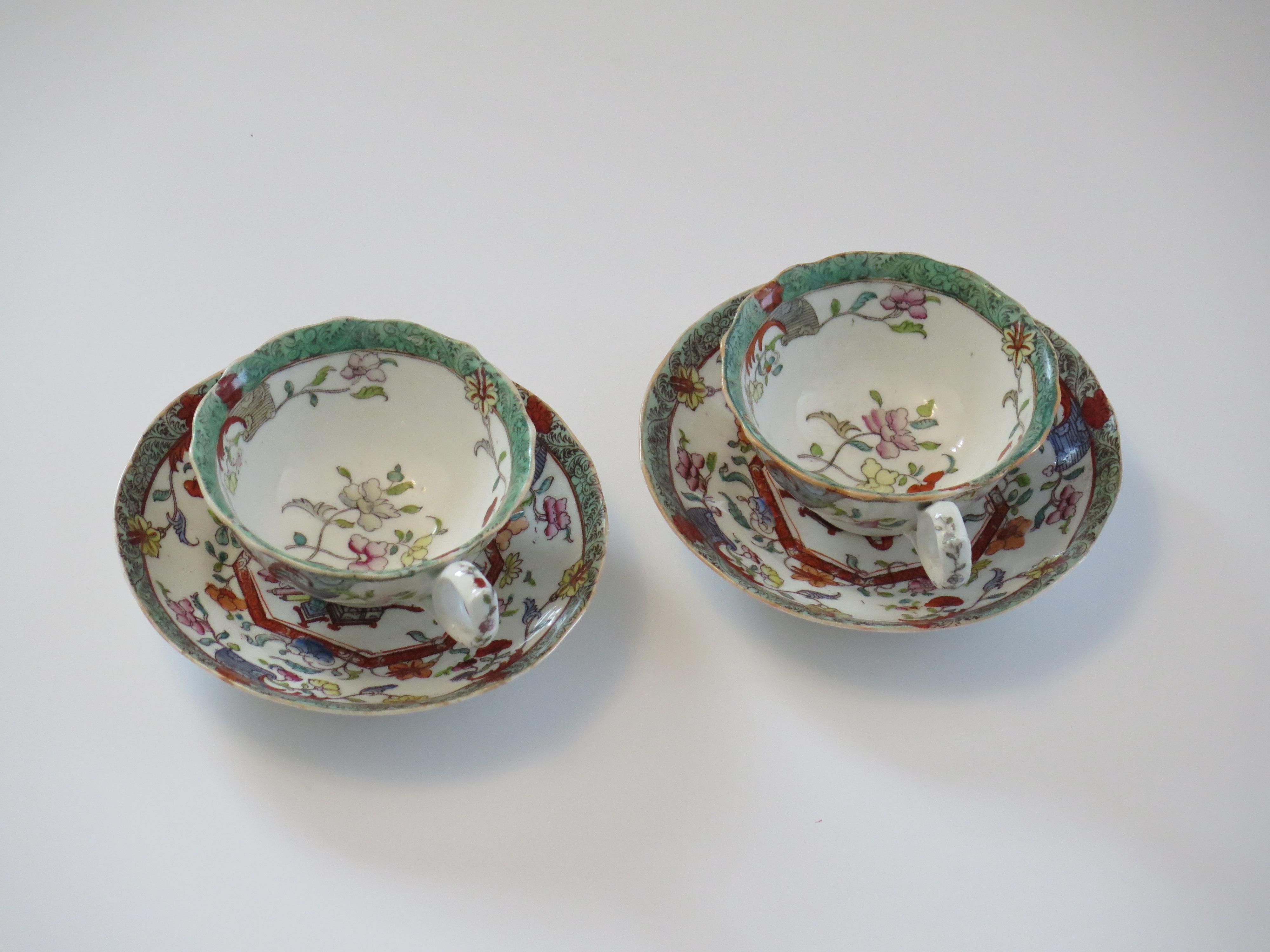 William IV PAIR-(A) of C.J. Mason Cups & Saucers Porcelain Ptn 223, Ca 1830 in vendita 6