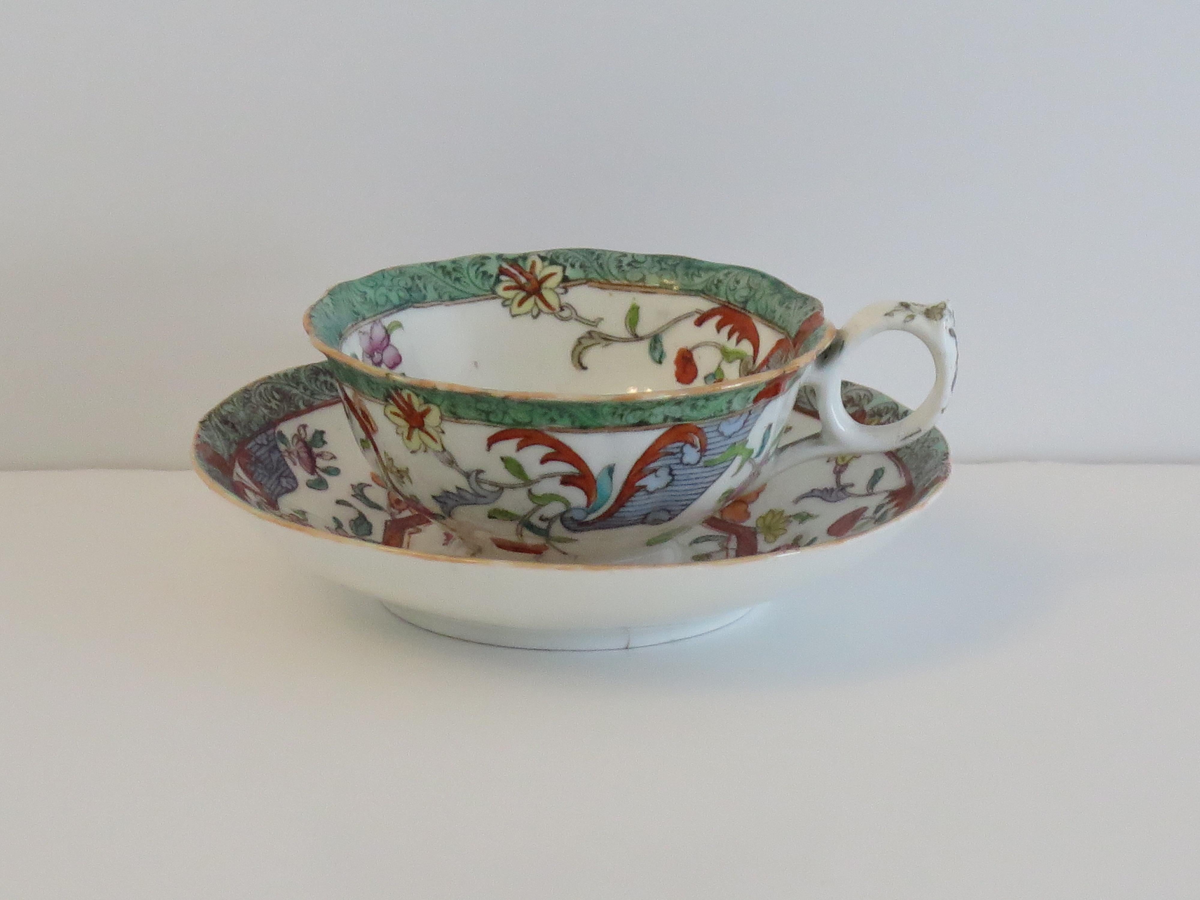 William IV PAIR-(A) of C.J. Mason Cups & Saucers Porcelain Ptn 223, Ca 1830 in vendita 1