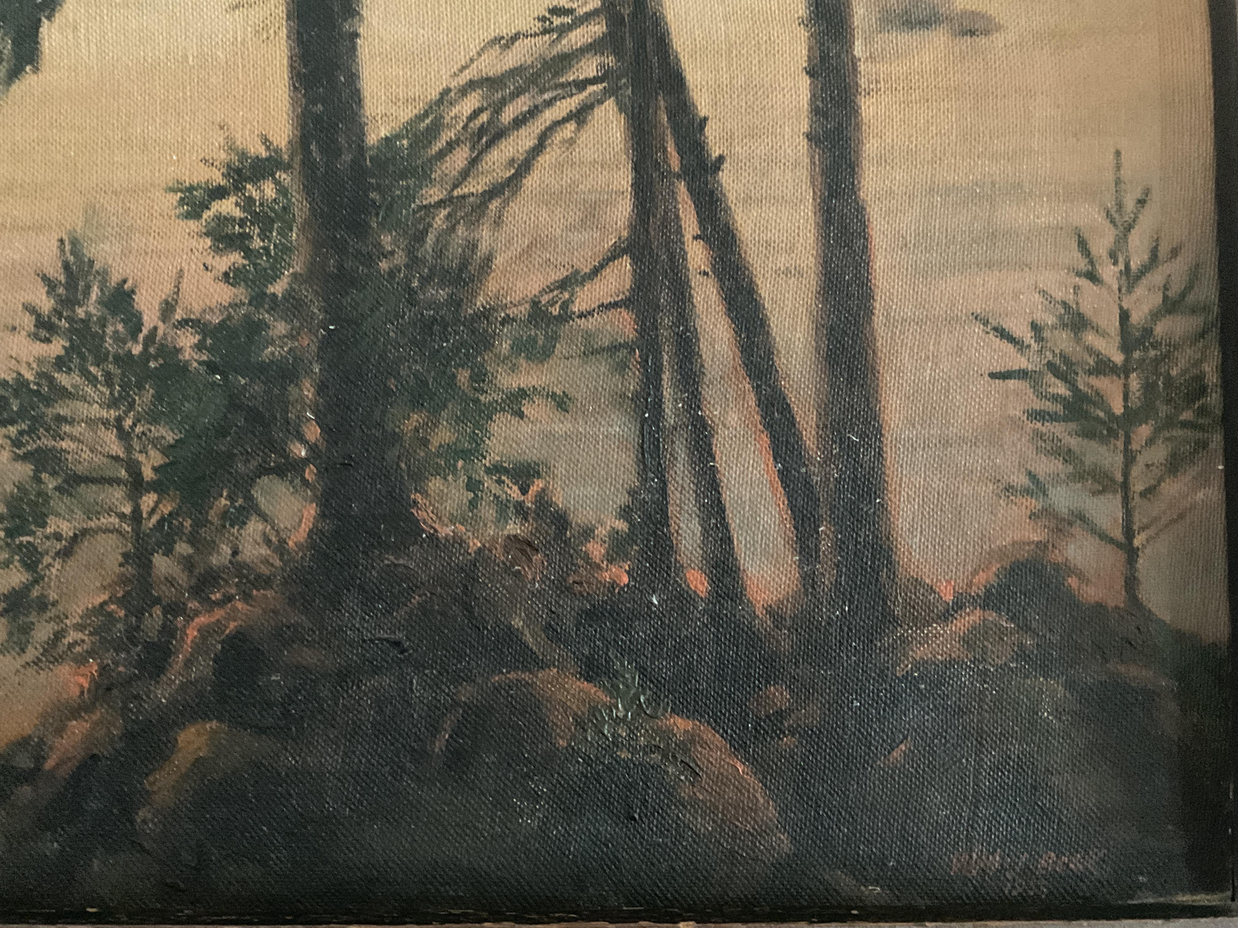 Rare Puget Sound Seattle Area Landscape Oil Painting, Arts and Crafts Period 2
