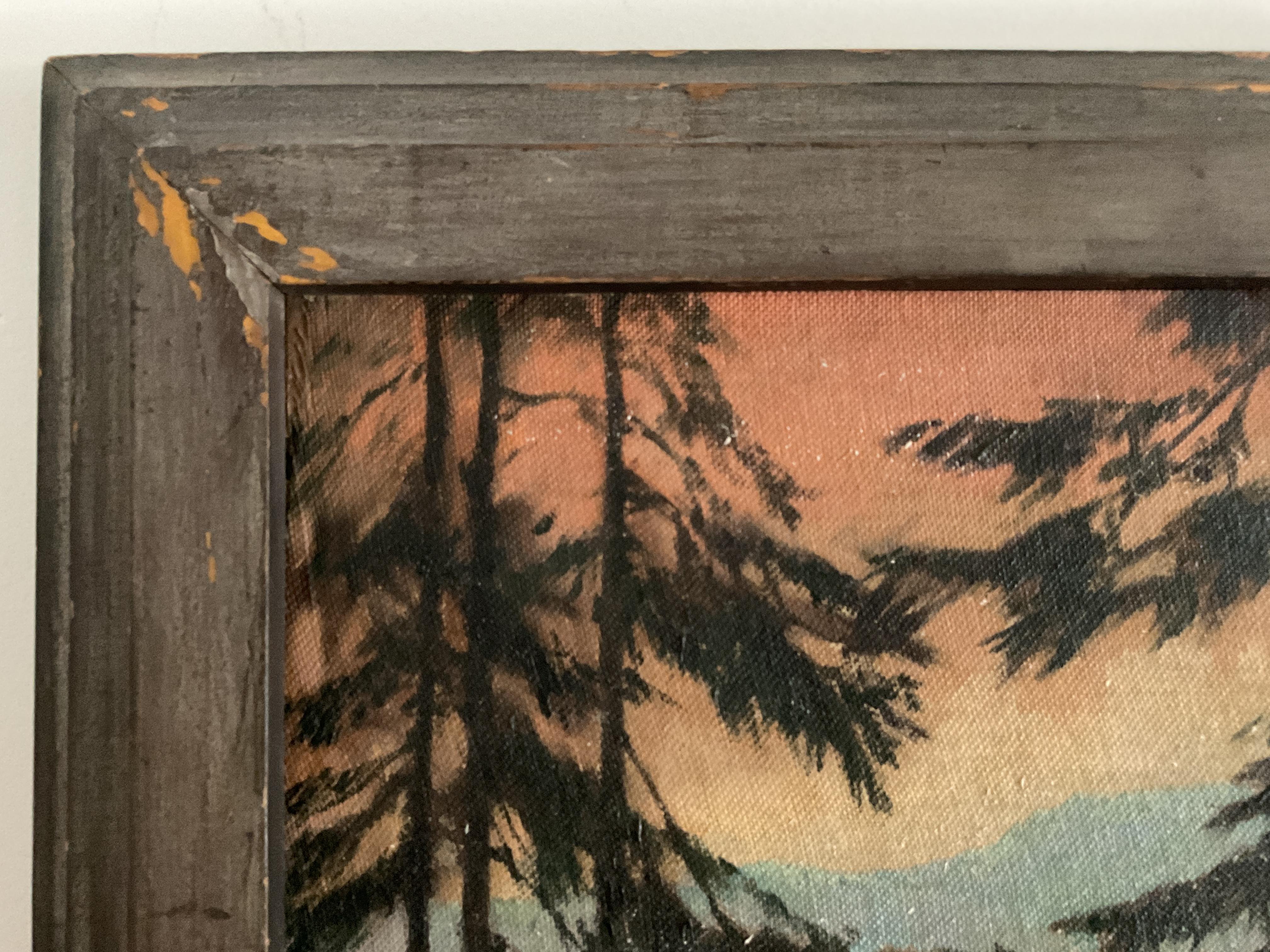 Rare Puget Sound Seattle Area Landscape Oil Painting, Arts and Crafts Period 3