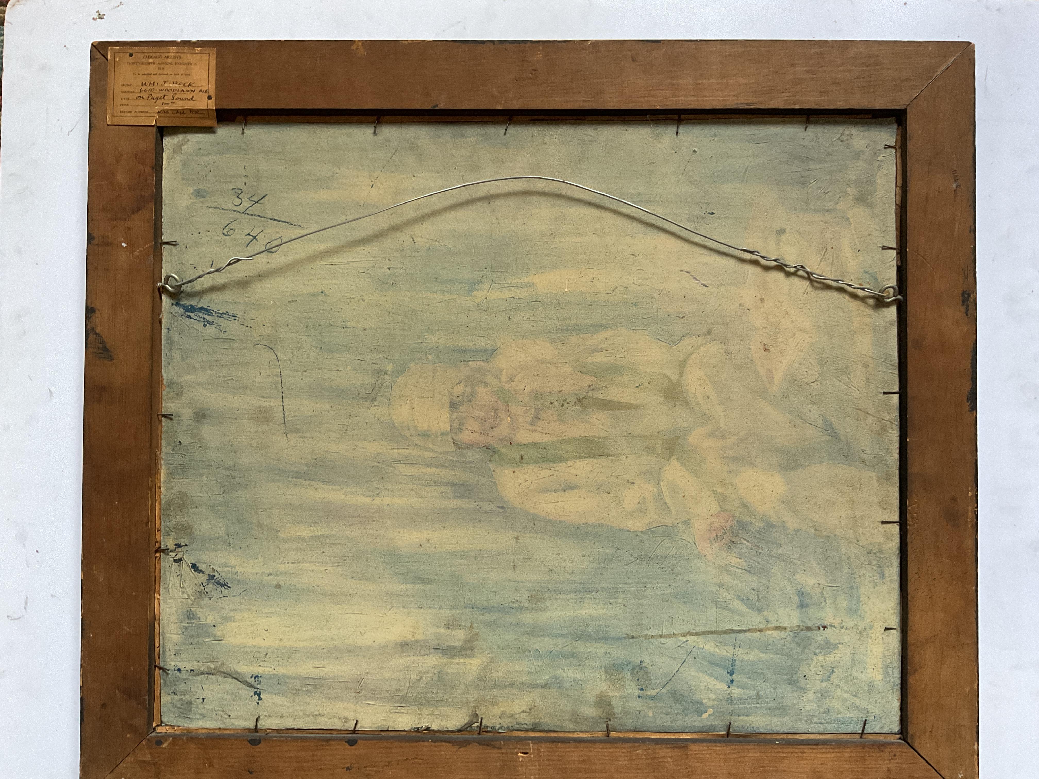 Rare Puget Sound Seattle Area Landscape Oil Painting, Arts and Crafts Period 5