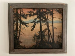 Rare Puget Sound Seattle Area Landscape Oil Painting, Arts and Crafts Period