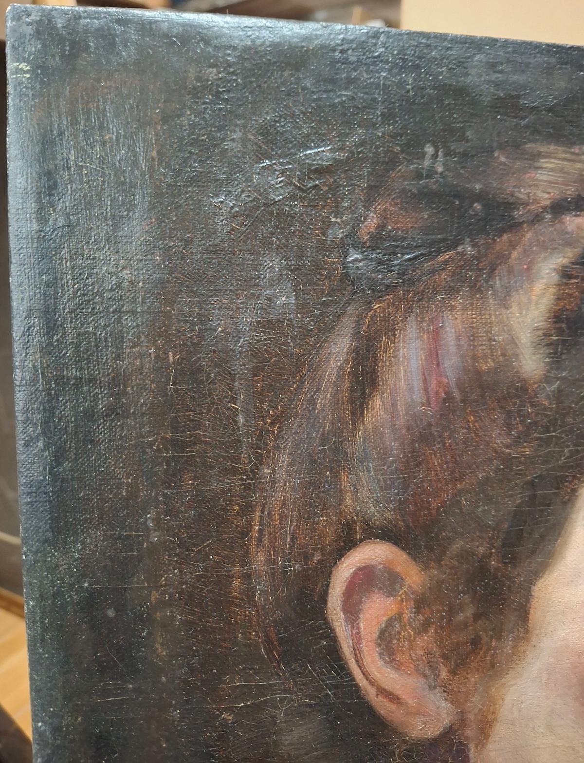 Portrait d'une jeune femme - École de Barbizon Painting par William J. Forsyth