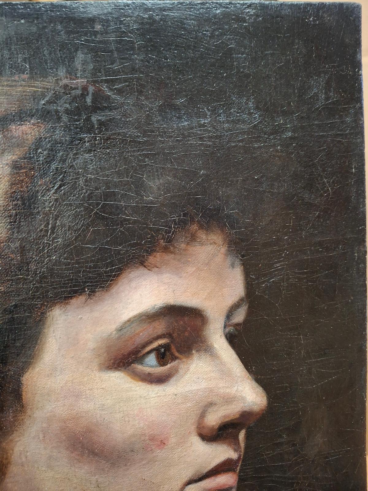 Portrait d'une jeune femme - Noir Portrait Painting par William J. Forsyth