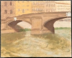 Pittura ad olio ad aria compressa di Ponte Santa Trinita a Firenze