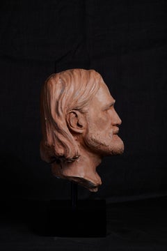 Life Size Sculpture of Male Head in Terracotta Clay "Giorgi"