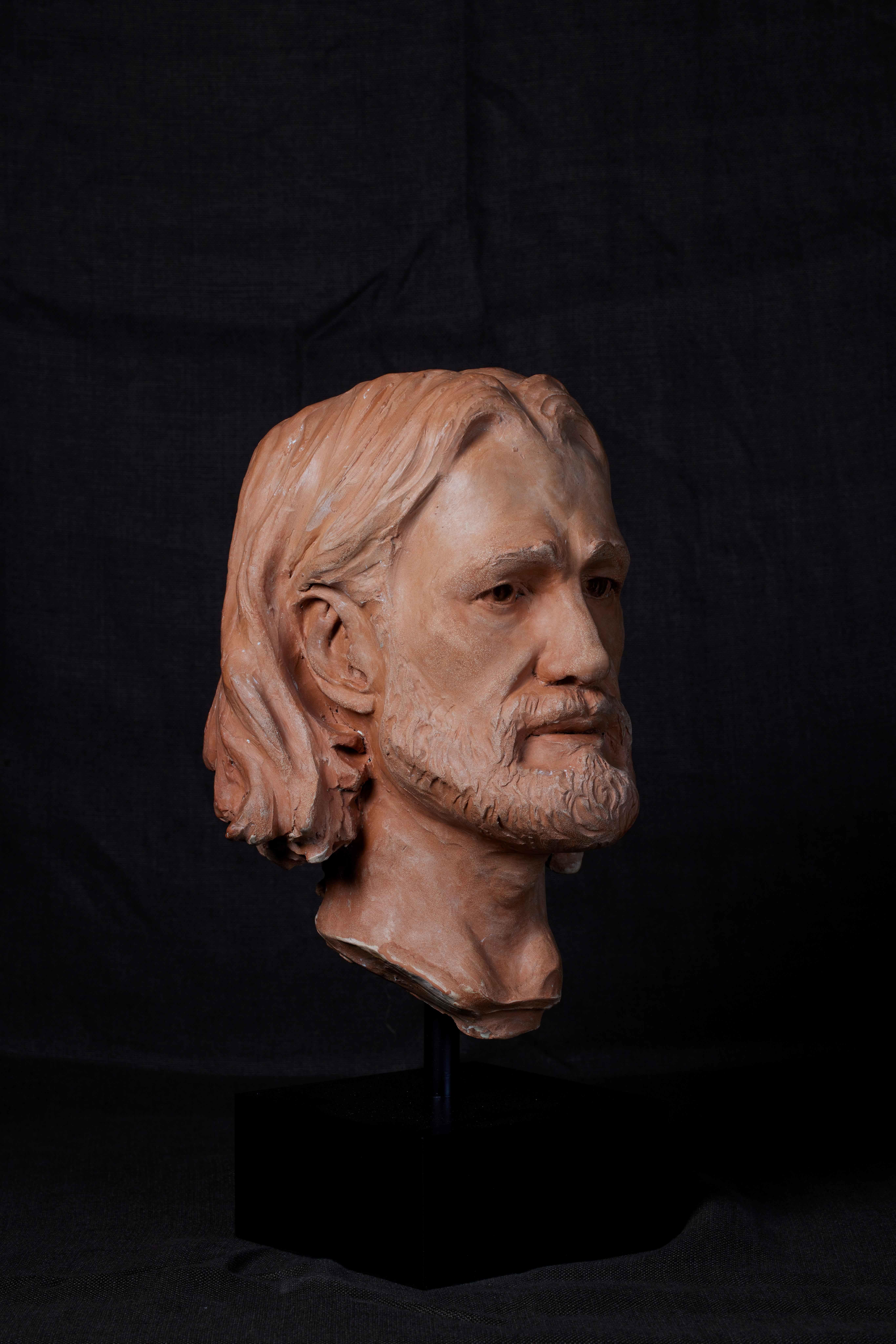 Escultura de Cabeza Masculina en Terracota 