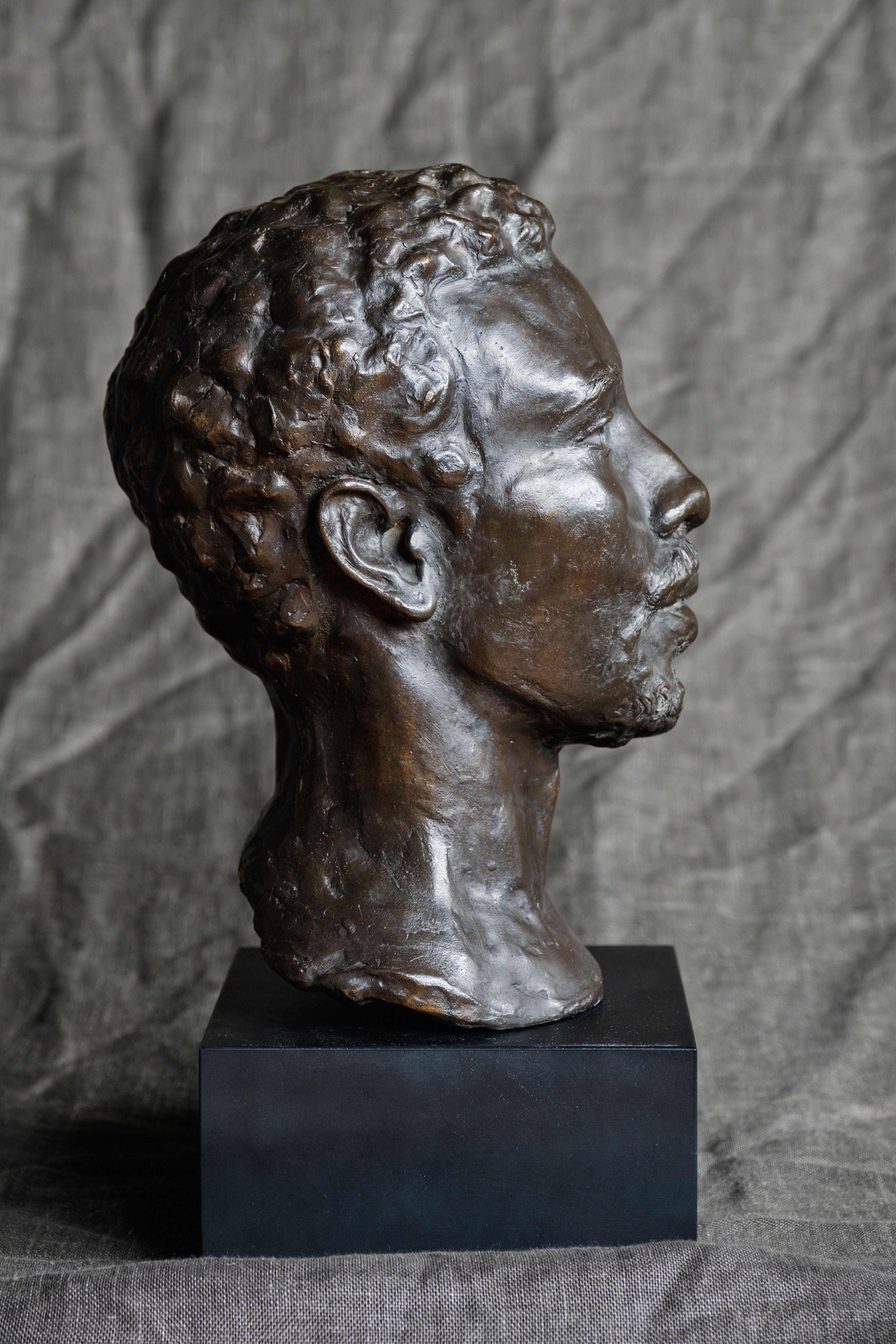Sculpture of Male Head in Bronze 