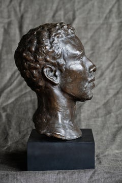 Life Size Sculpture of Male Head in Patina Bronze "Diadji"