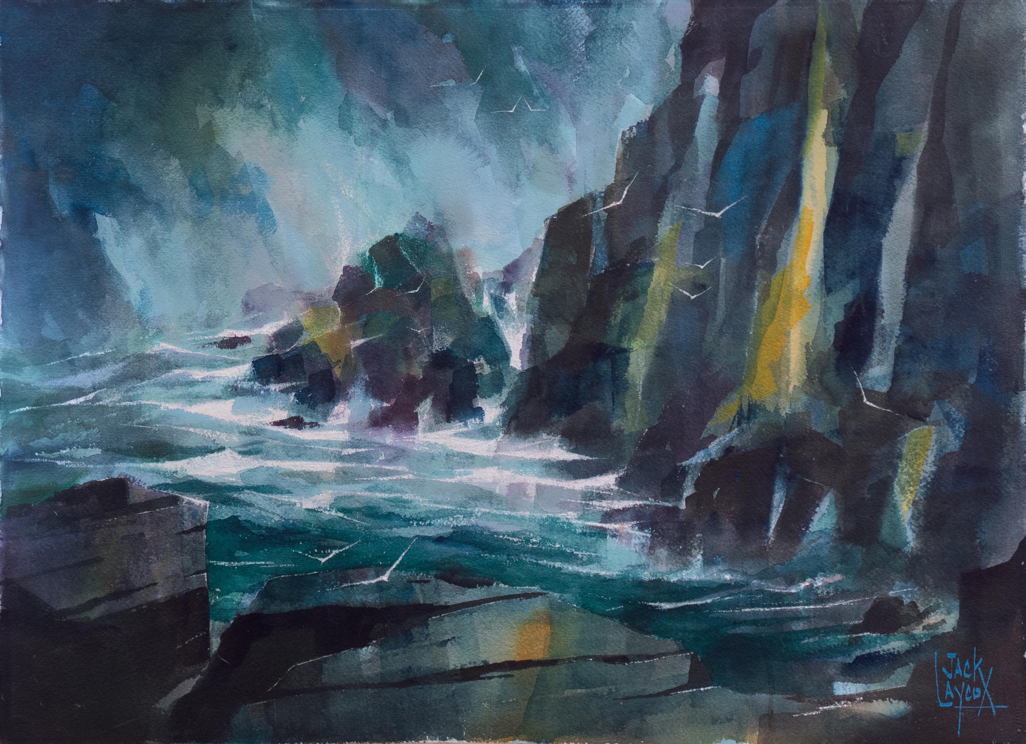 Landscape Painting William Jack Laycox - Gulls Near Carmel", Society of Western Artists, Monterey, Californie