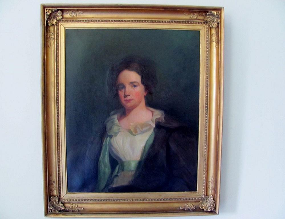 19th century Portrait of a lady, Priscilla Osborn, William Jacob Baer For Sale 1