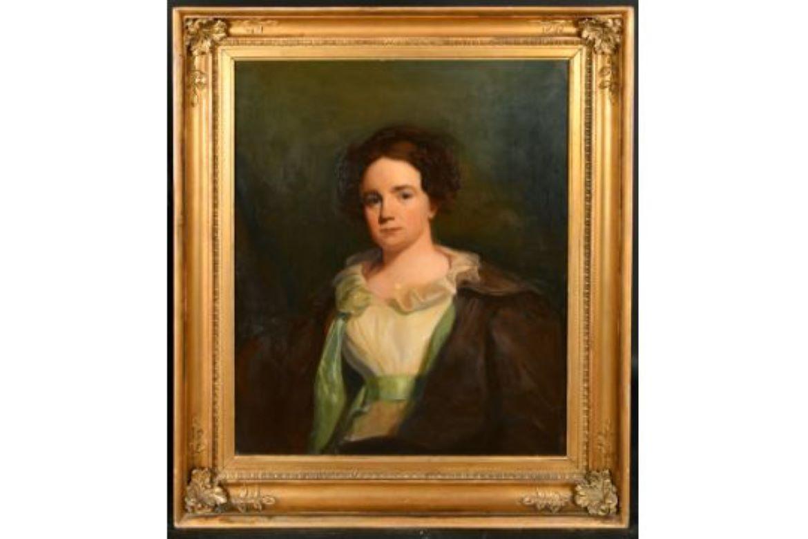 19th century Portrait of a lady, Priscilla Osborn, William Jacob Baer For Sale 6
