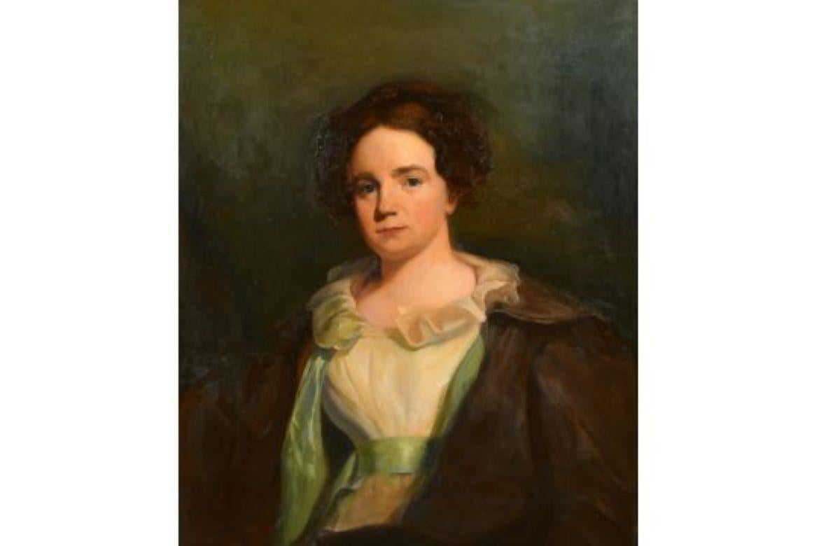 19th century Portrait of a lady, Priscilla Osborn, William Jacob Baer For Sale 7