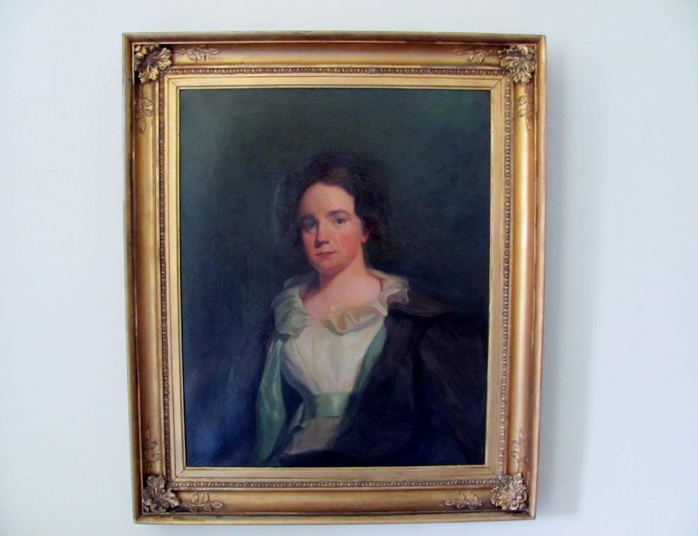 PORTRAIT OF PRISCILLA, MRS WILLIAM OSBORN half length, oil on canvas,
WILLIAM JACOB BAER (1860-1941) housed in the original early 19th c gilt cavetto frame
The overall size being 94.5 cm x 82 cm (37.5 x 32.5 inches approx)whilst the painting is 
75