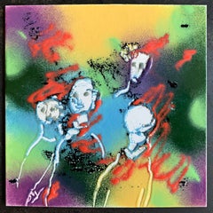 « Untitled 3 (Faces) », émail d'origine sur carreau métallique de William Jacobs
