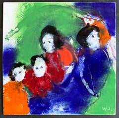 William Jacobs "Untitled 5" (Faces), original enamel on metal tile
