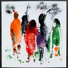 William Jacobs "Untitled 6" (Silhouettes), original enamel on metal tile