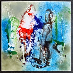 « Untitled 8 » (Deux personnages), émail d'origine sur carrelage métallique, de William Jacobs