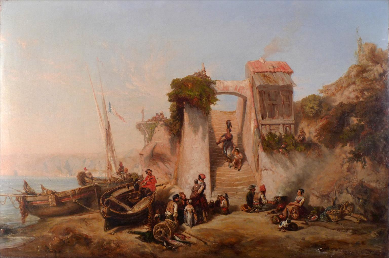 "Neapolitan Coast", 19th Century Oil on Canvas by Artist William James Müller