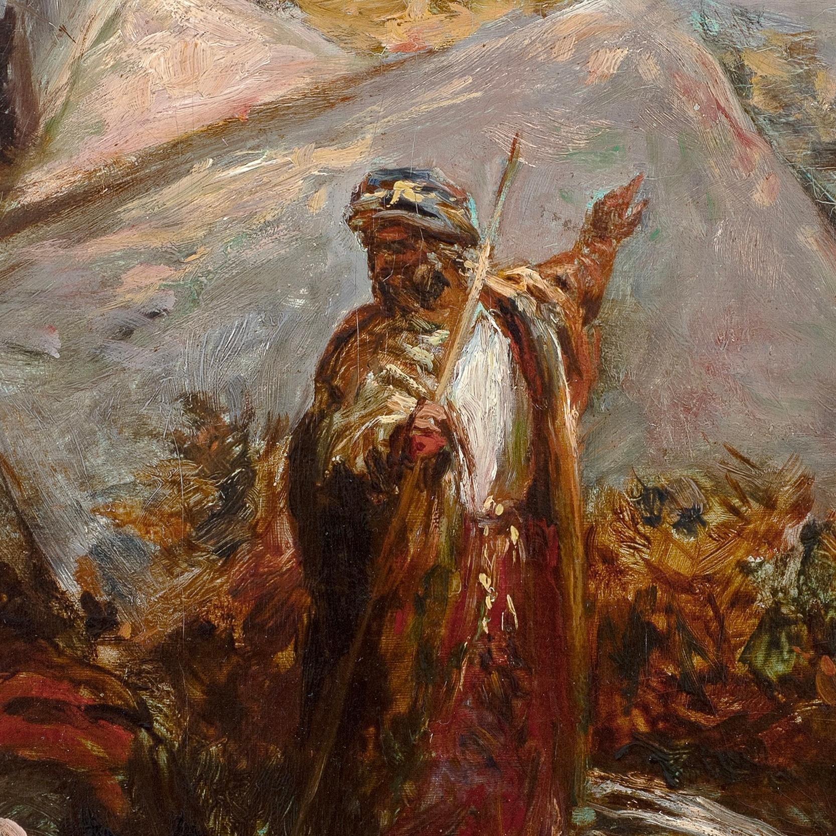 Tribesmen beside ruins at Pinara, Lycia, c. 1844 - English School Painting by William James Muller