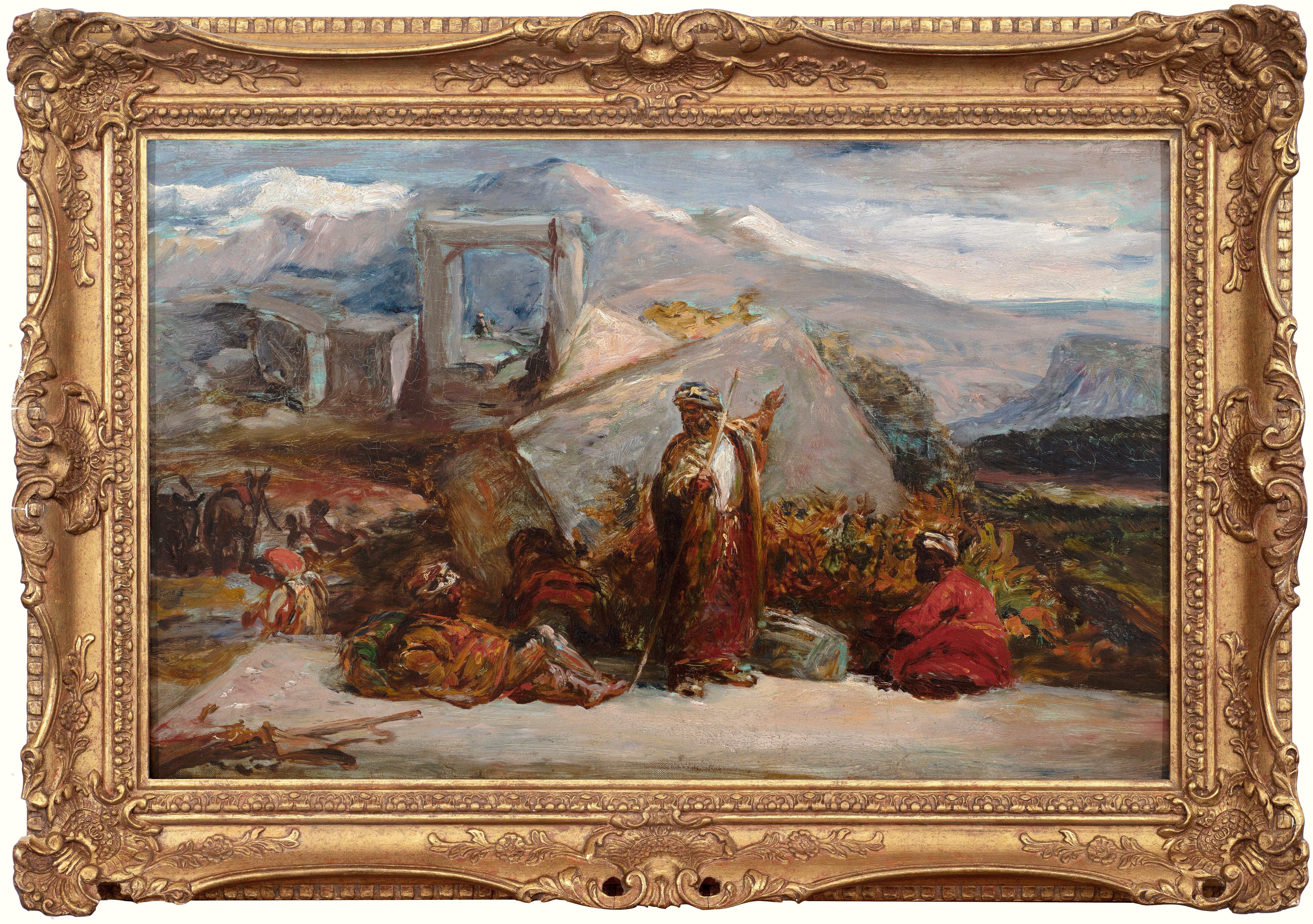 William James Muller Landscape Painting - Tribesmen beside ruins at Pinara, Lycia, c. 1844