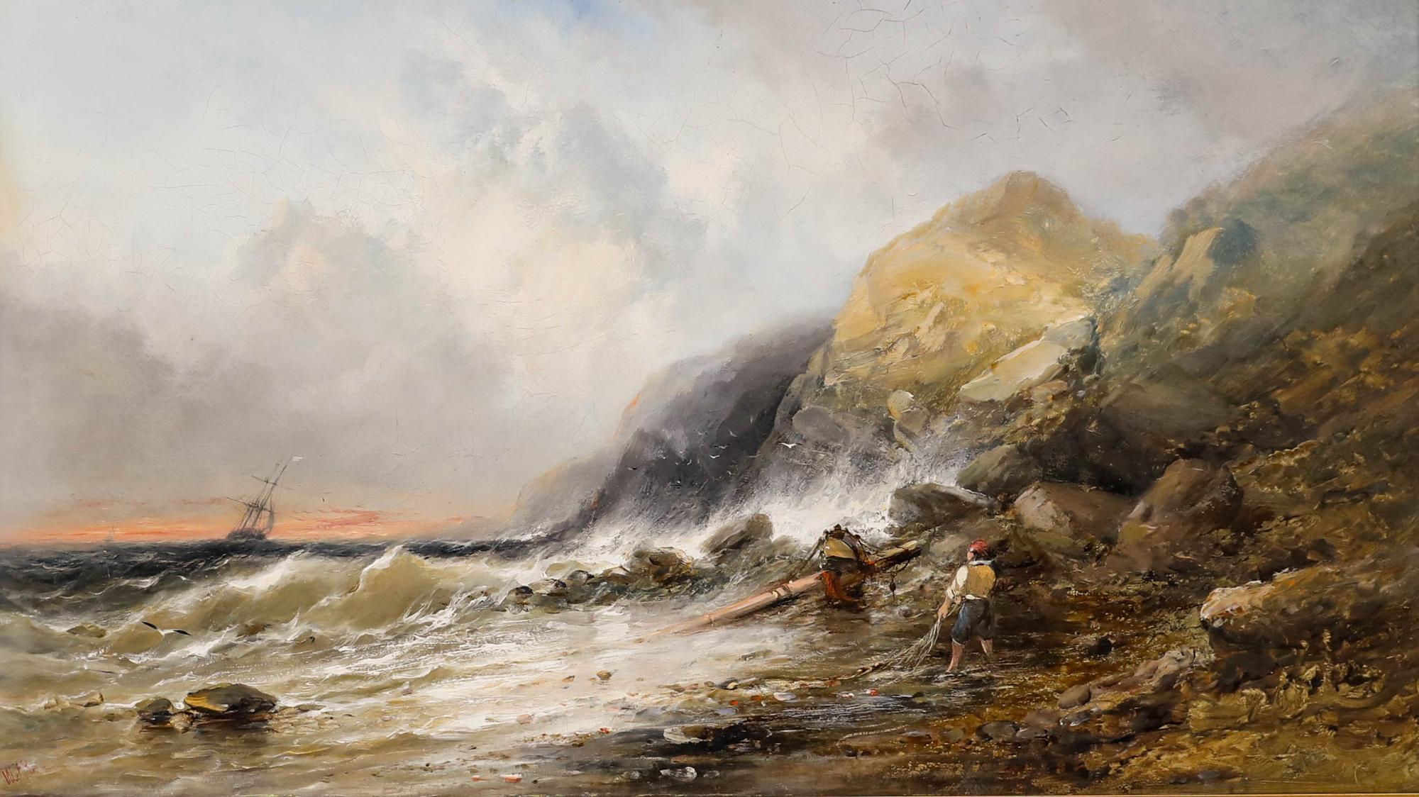 William James Durant Ready (1823-1873) - Gerahmtes Öl, Ein gestrandeter Seemann im Angebot 1