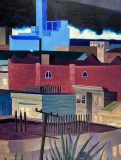 Urban Landscape The New "Hamms Brewery Blue" San Francisco Oil on Canvas 1981