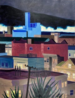 Urban Landscape The New "Hamms Brewery Blue" San Francisco Oil on Canvas 1981