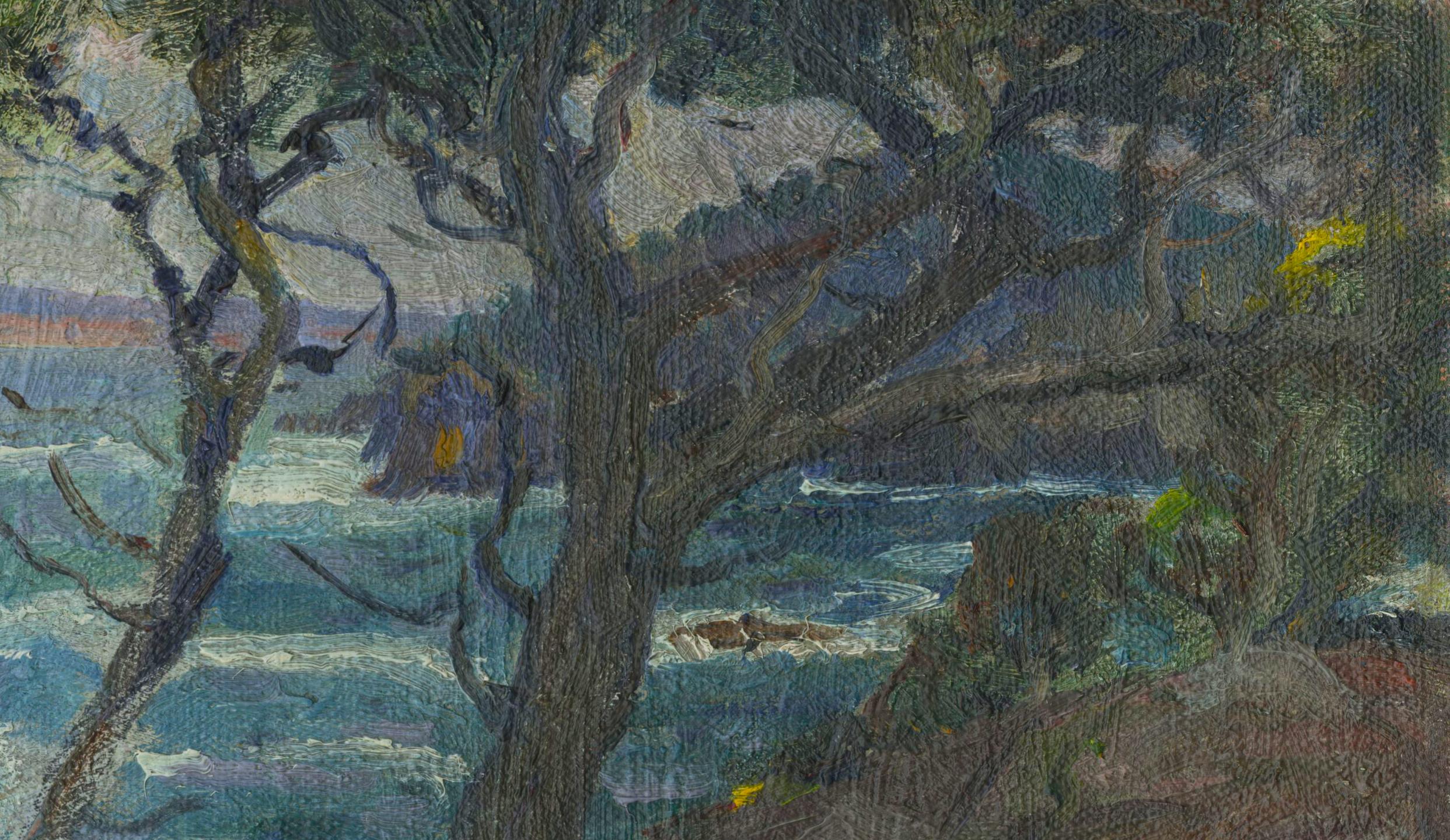 Point Lobos, Californie - Impressionnisme américain Painting par William John Edmondson