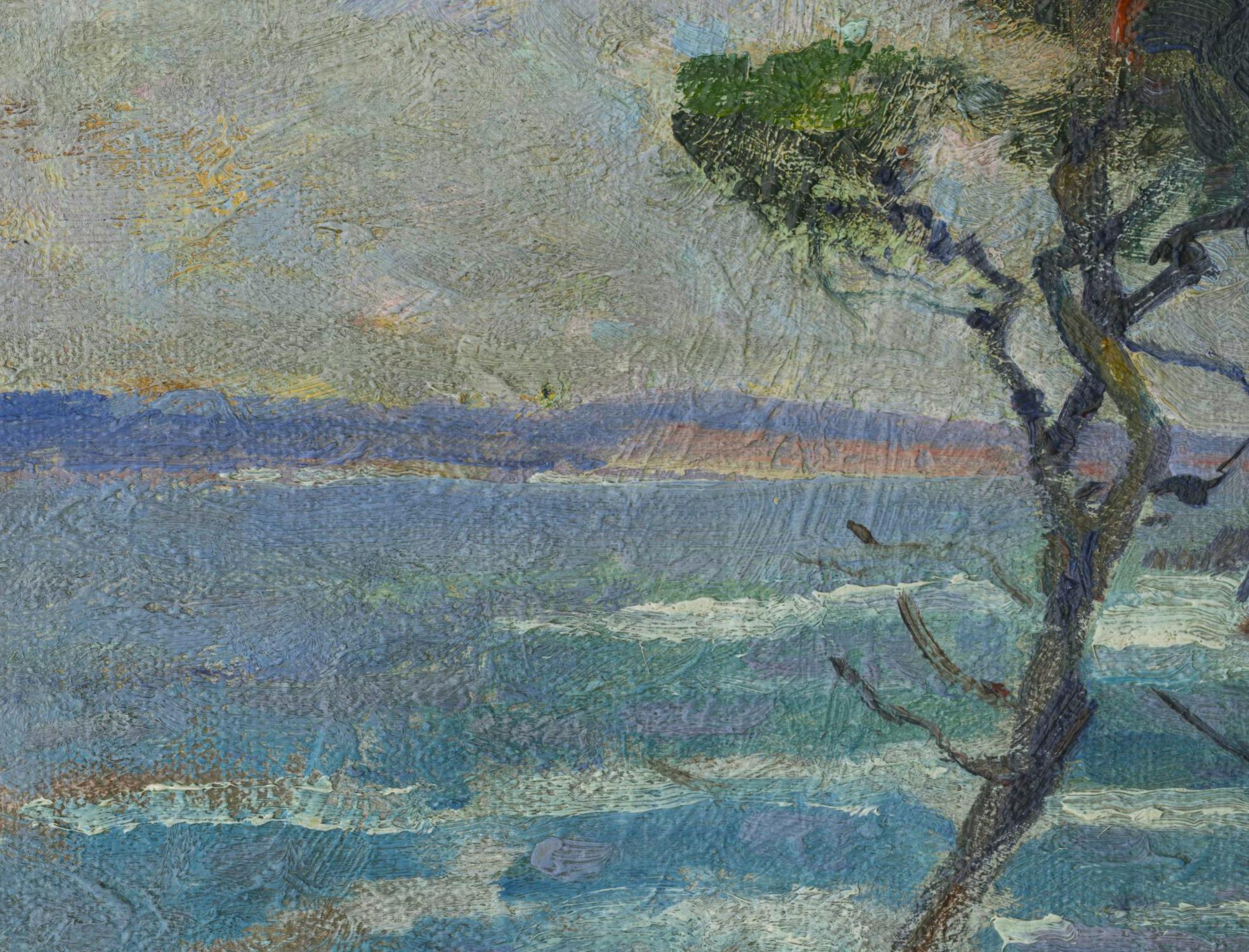 Point Lobos, California - Landscape Painting Gris de William John Edmondson