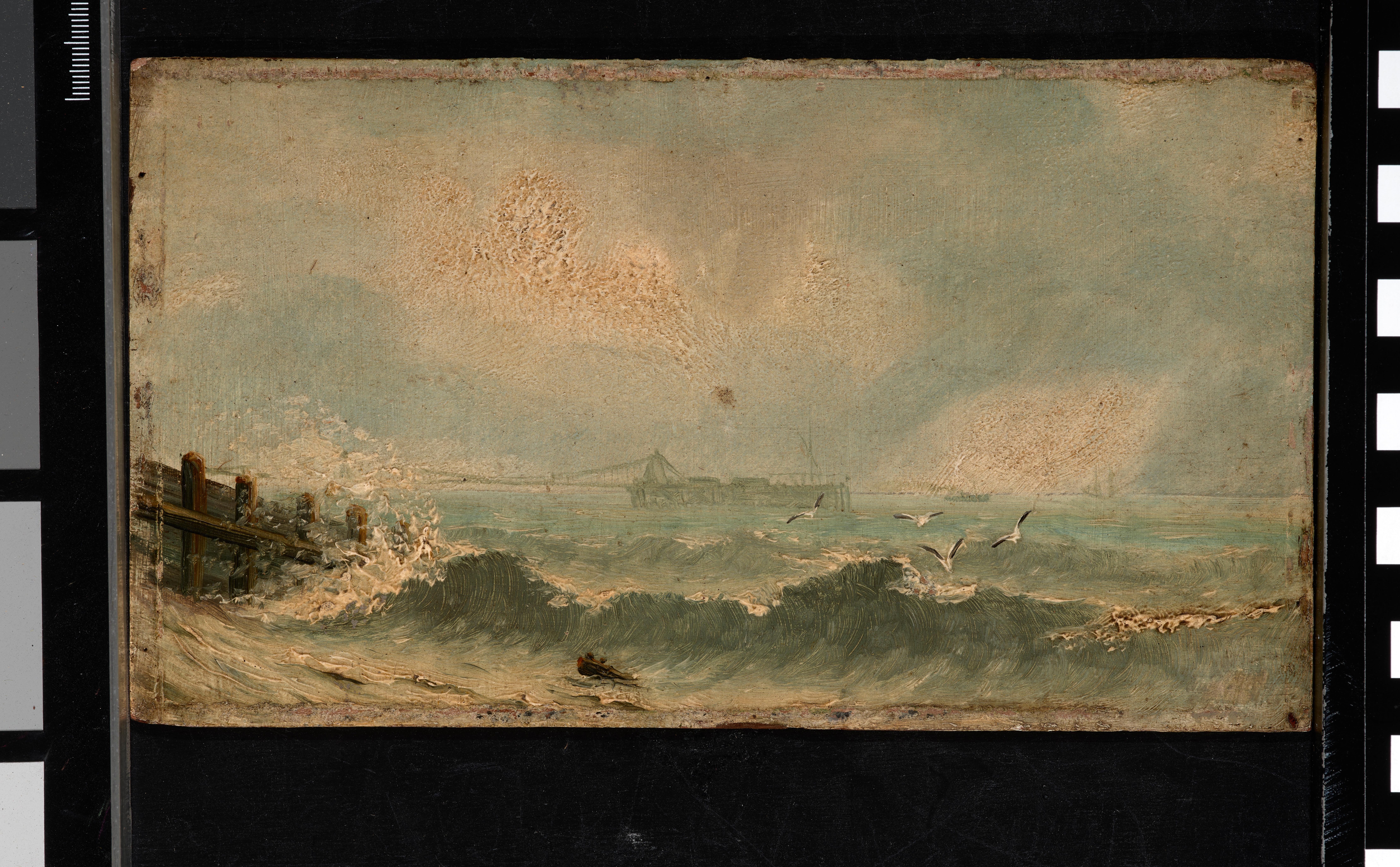 Muelle de las Cadenas de Brighton - Landscape Painting Marrón de William John Huggins