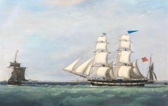 British Royal Navy Frigate Off A Busy Harbour, early 19th Century 