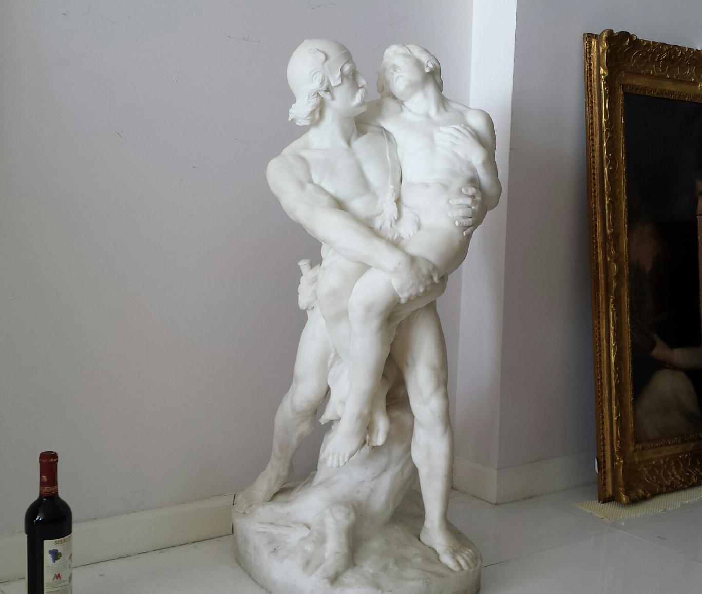 Marmorskulptur aus weißem Carrara-Marmor aus dem 19. Jahrhundert  Nackter Verwundeter Mann  (Realismus), Sculpture, von William John Seward Webber