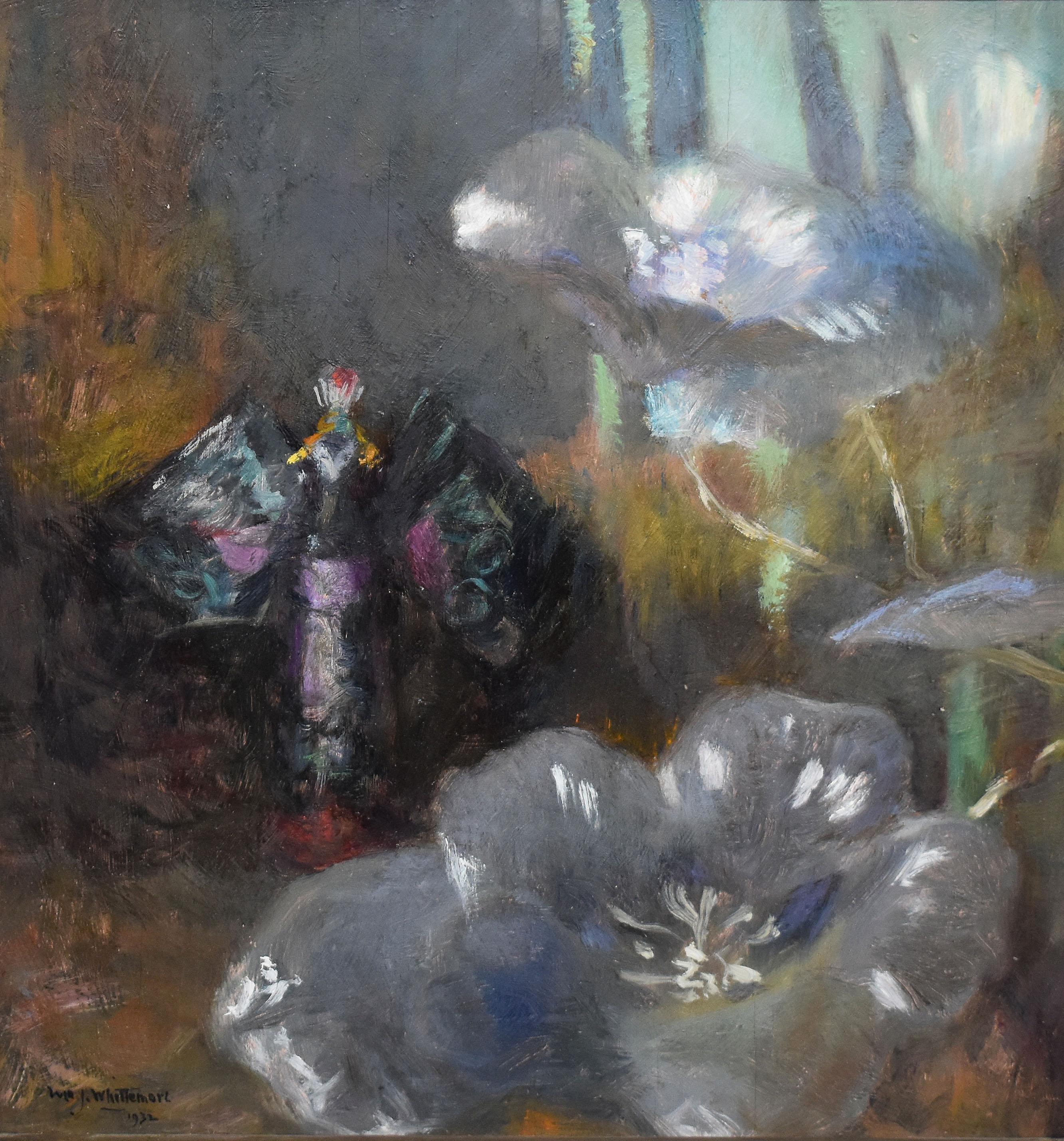 Ancienne nature morte impressionniste américaine de fleur signée, peinture à l'huile originale - Impressionnisme Painting par William John Whittemore