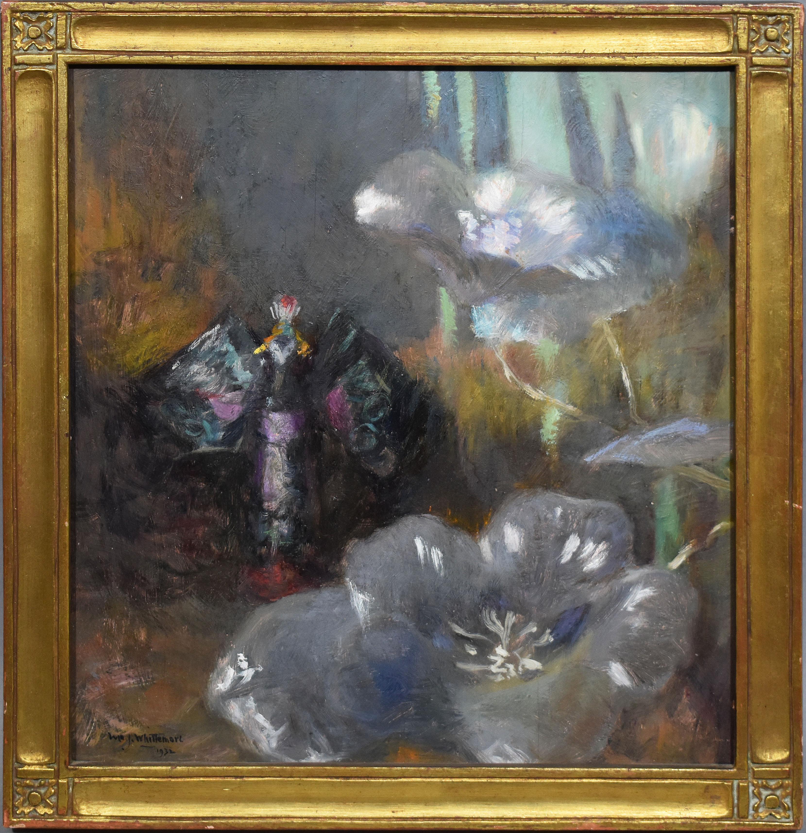 Still-Life Painting William John Whittemore - Ancienne nature morte impressionniste américaine de fleur signée, peinture à l'huile originale