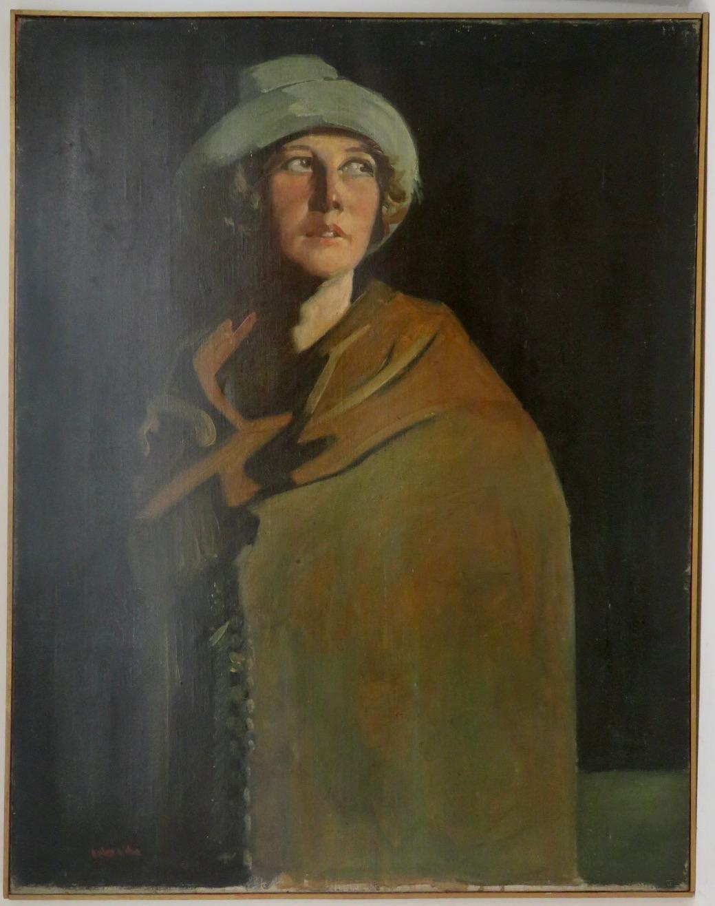 (1897-1981) Ritratto di signora scozzese di grandi dimensioni degli anni Venti dipinto ad olio ORIGINALE - Painting di William Johnstone