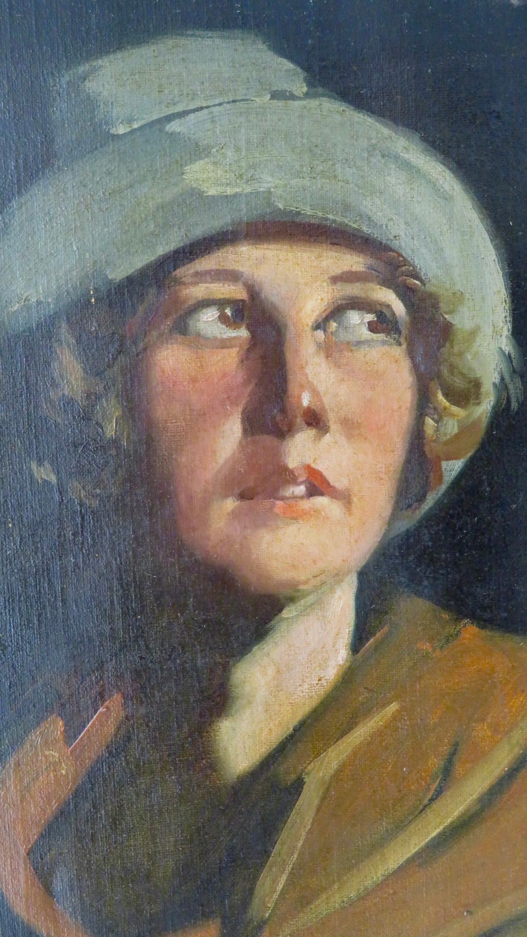 (1897-1981) Ritratto di signora scozzese di grandi dimensioni degli anni Venti dipinto ad olio ORIGINALE 1