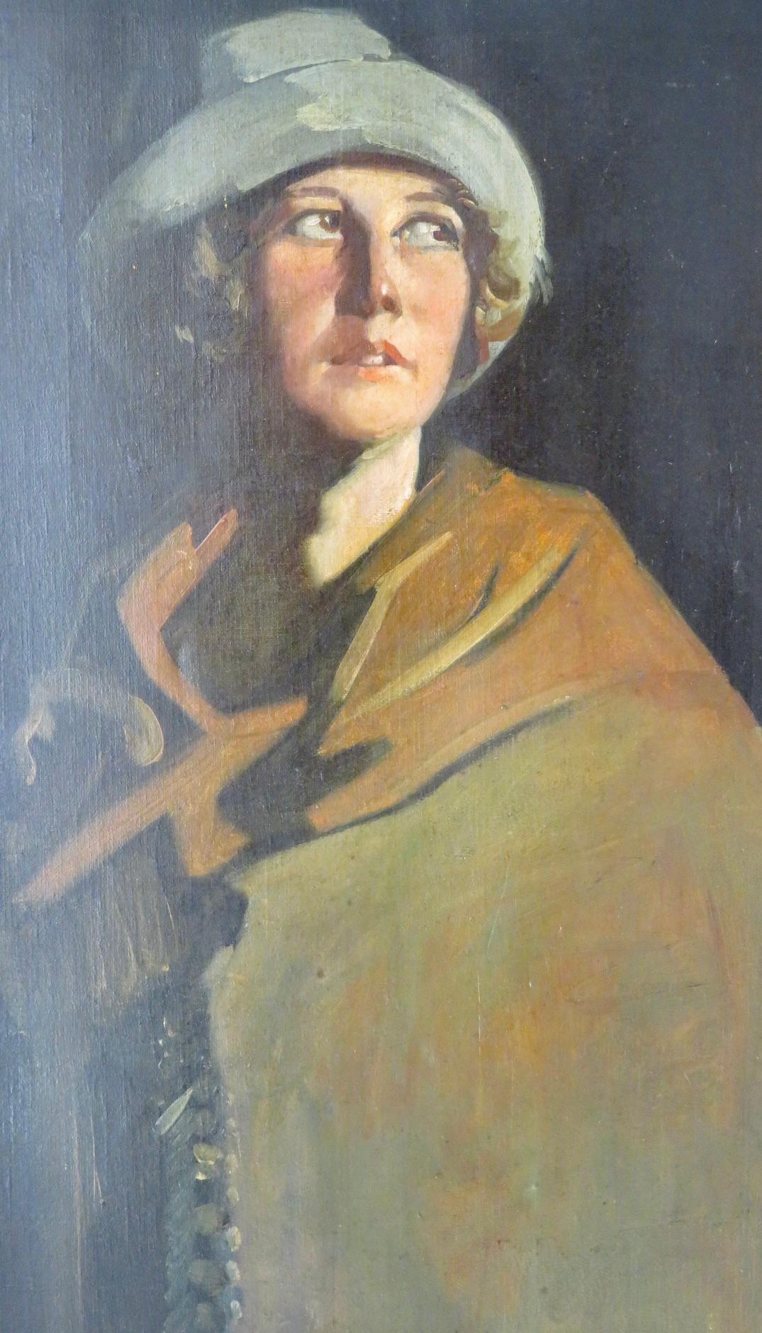 William Johnstone Portrait Painting - (1897-1981) SCOTTISH LARGE 1920's Portrait of A Lady ORIGINAL OIL PAINTING