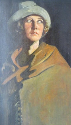 Antique (1897-1981) SCOTTISH LARGE 1920's Portrait of A Lady ORIGINAL OIL PAINTING